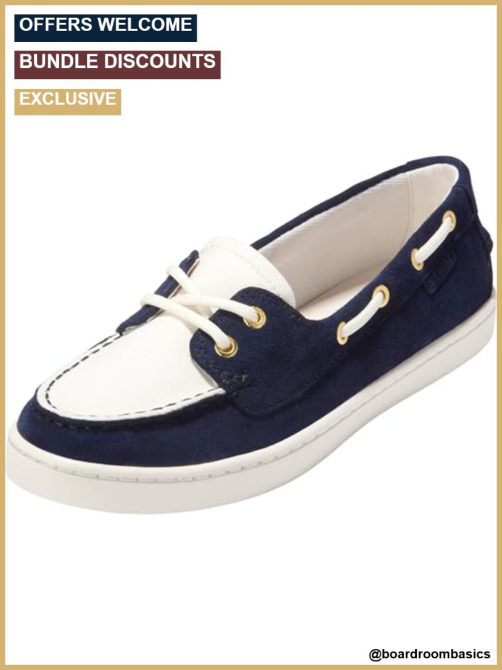 Women's Leather & Canvas Boat Shoes Moc Toe Slip-On Loafers Casual